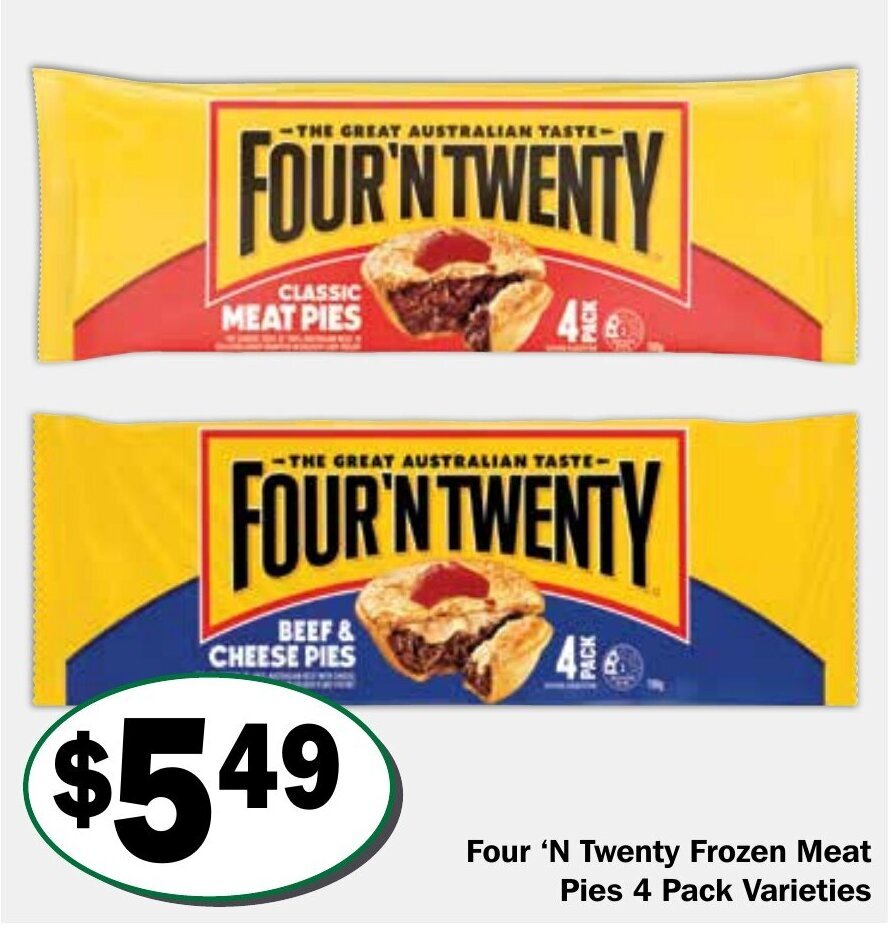 Four 'N Twenty Frozen Meat Pies 4 Pack Varieties offer at Friendly Grocer
