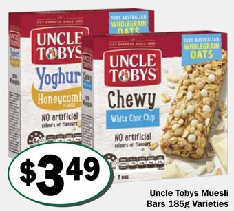 Friendly Grocer Uncle Tobys Muesli Bars 185g offer
