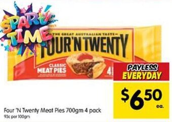 Spar Four 'N Twenty Meat Pies 700gm 4 Pack offer