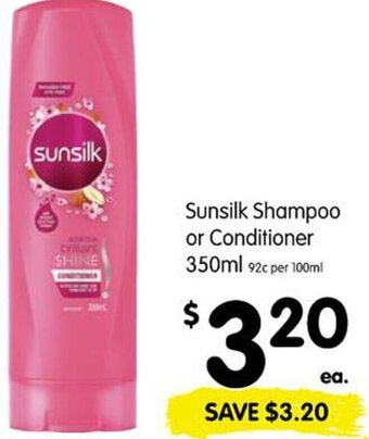 Spar Sunsilk Shampoo or Conditioner 350ml offer