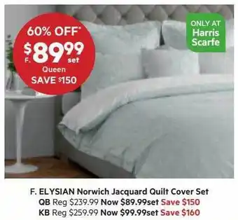 Harris Scarfe Elysian norwich jacquard quilt cover set offer