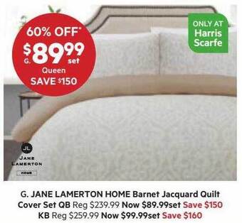 Harris Scarfe Jane lamerton home barnet jacquard quilt cover set offer