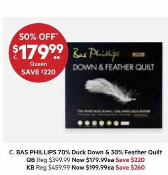 Harris Scarfe Bas phillips 70% duck down & 30% feather quilt offer