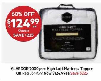 Harris Scarfe Ardor 2000gsm high loft mattress topper qb offer
