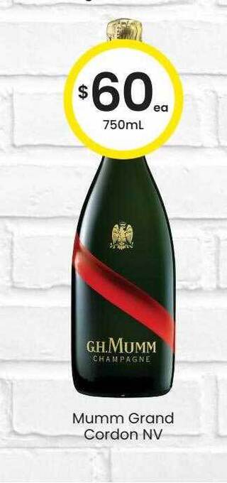 The Bottle O Mumm grand cordon nv offer