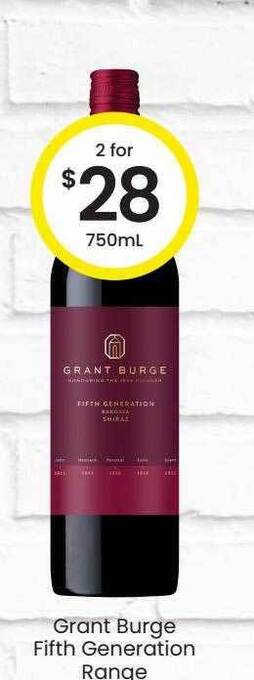 The Bottle O Grant burge fifth generation range offer