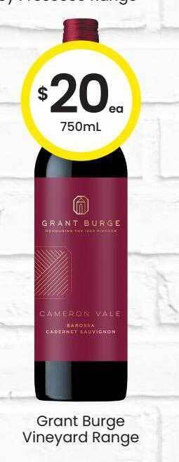 The Bottle O Grant burge vineyard range offer