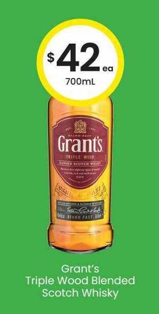 The Bottle O Grant's triple wood blended scotch whisky offer