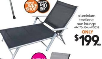 Cheap as Chips Aluminium Textilene Sun Lounge 69x170x104cm offer
