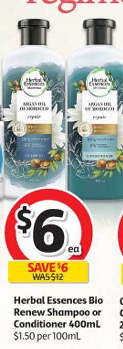 Coles Herbal essences bio renew shampoo or conditioner offer