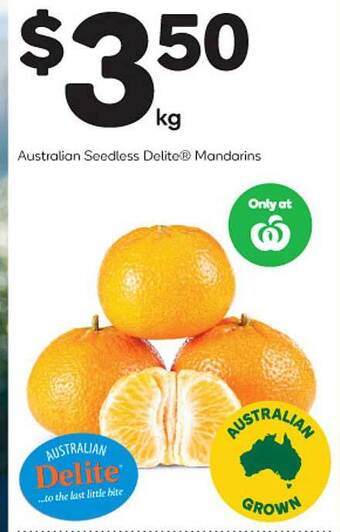 Woolworths Australian seedless delite mandarins offer