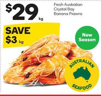 Woolworths Fresh australian crystal bay banana prawns offer