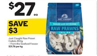 Woolworths Just caught raw prawn cutlets offer