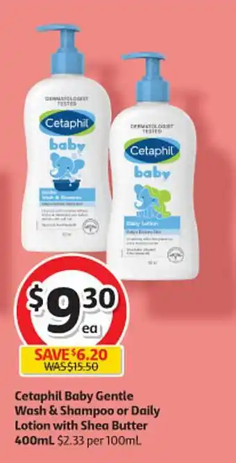 Coles Cetaphil baby gentle wash & shampoo or daily lotion with shea butter offer