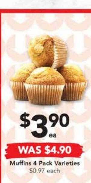 Drakes Muffins 4 pack varieties offer