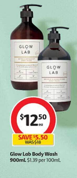 Coles Glow lab body wash offer