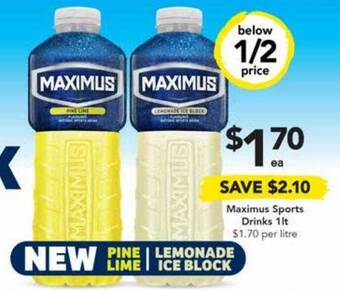 Drakes Maximus sports drinks offer