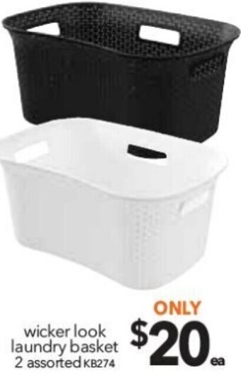Wicker Look Laundry Basket 2 Assorted