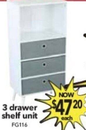 3 Drawer Shelf Unit