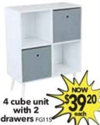 4 Cube Unit With 2 Drawers