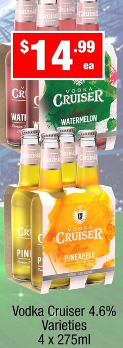 Vodka Cruiser 4.6% Varieties 4 x 275ml
