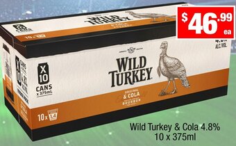 Liquor Stax Wild Turkey & Cola 4.8% 10 x 375ml offer