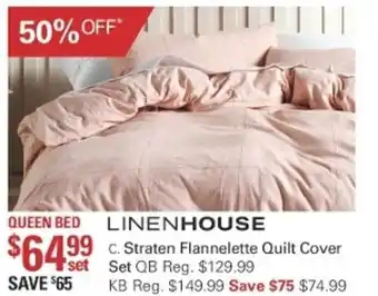 Harris Scarfe Linen House Straten Flannelette Quilt Cover offer