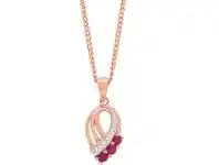 Shiels 9ct Rose Gold Natural Ruby and Diamond Pendant offer
