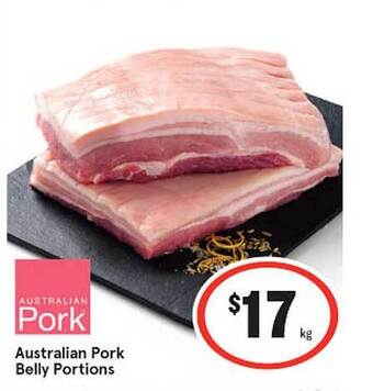 IGA Australian pork belly portions offer