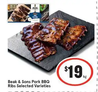 IGA Beak & sons pork bbq ribs selected varieties offer