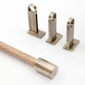 Pillow Talk Calvin extendable oak brass curtain rod set by habitat offer