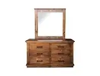 LivingStyles Artemis Pine Timber 6 Drawer Dresser with Mirror offer