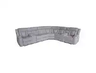 LivingStyles Markwell 6 Seater Rhino Fabric Corner Sofa with Recliners, Gunmetal offer