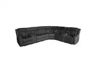 LivingStyles Markwell 6 Seater Rhino Fabric Corner Sofa with Recliners, Licorice offer