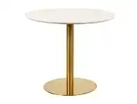 LivingStyles Oaklee Marble Effect Round Dining Table, 90cm, White / Gold offer