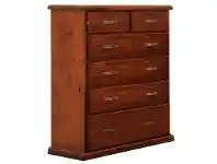 LivingStyles Serafi Pine Timber 6 Drawer Tallboy offer
