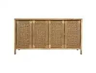LivingStyles Arizona Handmade Mango Wood & Jute 4 Door Buffet Table, 140cm offer