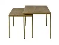 LivingStyles Jaipur 2 Piece Brass Clad Square Nesting Side Table Set, Antique Brass offer