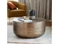 LivingStyles Akon Embossed Metal Round Coffee Table, 80cm offer