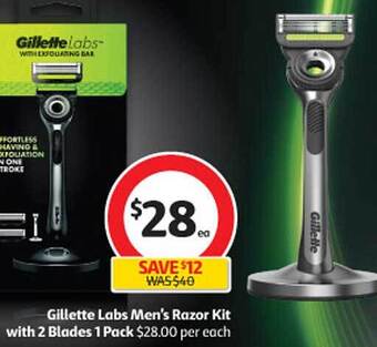 Coles Gillette labs men's razor kit with 2 blades 1 pack offer