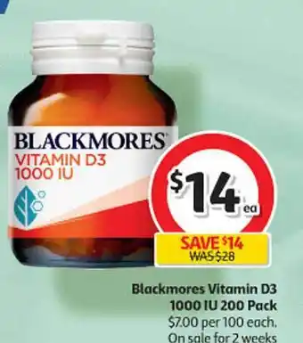 Coles Blackmores vitamin d3 1000 iu 200 pack offer