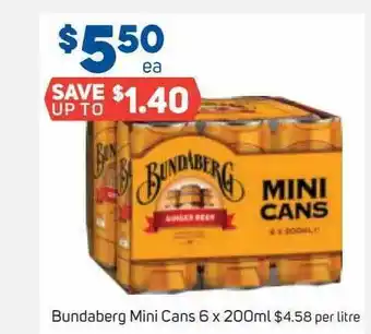 Foodland Bundaberg mini cans 6 x 200ml offer