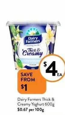 Foodworks Dairy farmers thick & creamy yoghurt offer