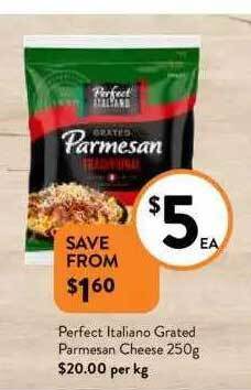 Foodworks Perfect italiano grated parmesan cheese offer