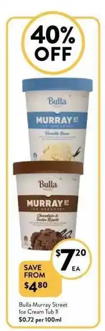 Foodworks Bulla murray street ice cream tub offer