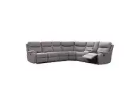 LivingStyles Merrick 6 Seater Rhino Fabric Corner Sofa with End Recliners, Gumetal offer