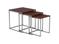LivingStyles Melor 3 Piece Wood Topped Metal Nesting Table Set, Walnut / Silver offer