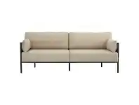 LivingStyles Tredia Commercial Grade Fabric & Metal Sofa, 3 Seater, Beige / Grey offer