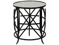 LivingStyles Jane Stone Topped Iron Round Side Table, Black offer