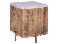 LivingStyles Formia Marble Top Square Side Table, White / Natural offer